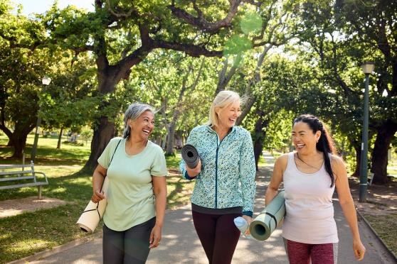 Women walking the in park
